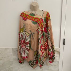 Emilio Pucci Frenze Italian Custom-made Pink-Green Silk Blouse